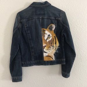 Handpainted Tiger Jean Jacket